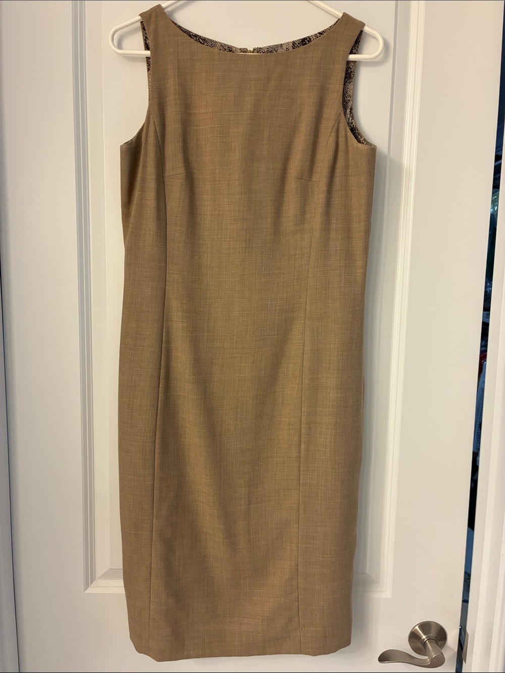 Ann Taylor Tan Sleeveless Sheath Midi Dress